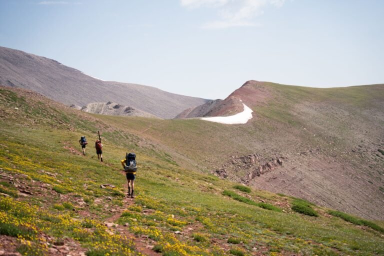 Hikers exploring the scenic Uinta Mountains in summer. A path leading to adventure.