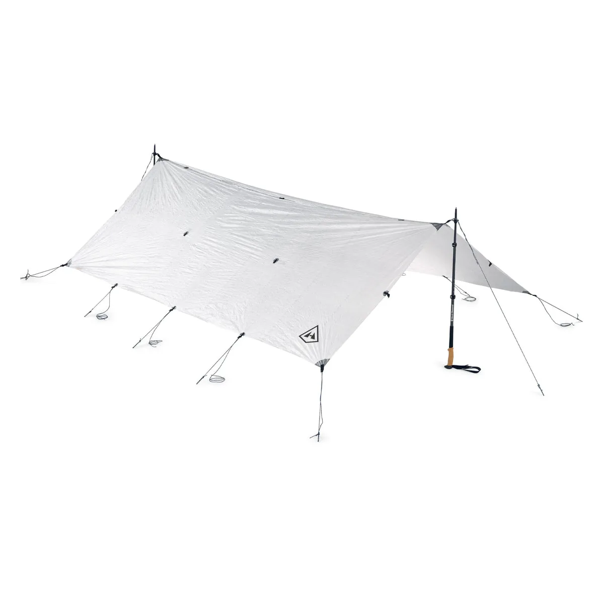 Hyperlite Mountain Gear Dyneema flat tarp pitched